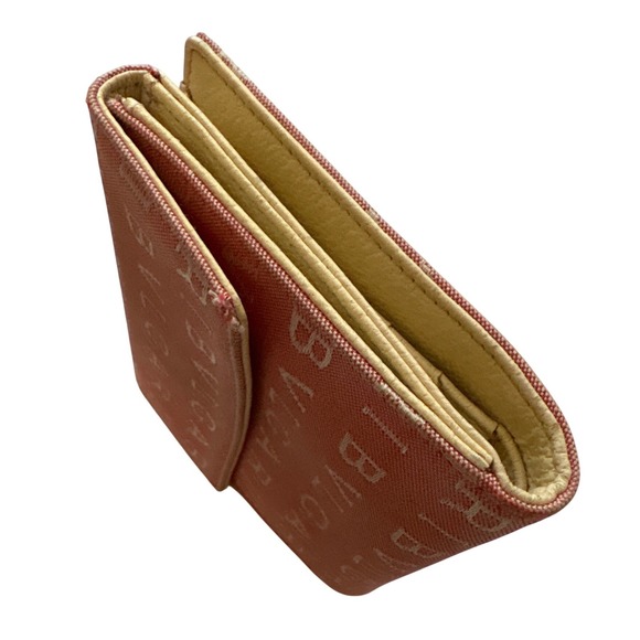 Bvlgari Canvas Leather Tri Fold Wallet Pink Monogram Snap Closure - Picture 8 of 15